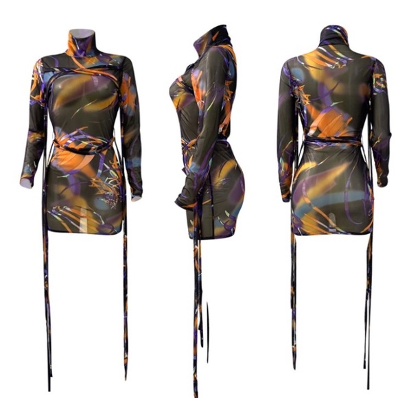 MULTIFACETED DREAMS Dresses & Skirts - STRADDLE ME CONFETTI MESH BODYCON DRESS